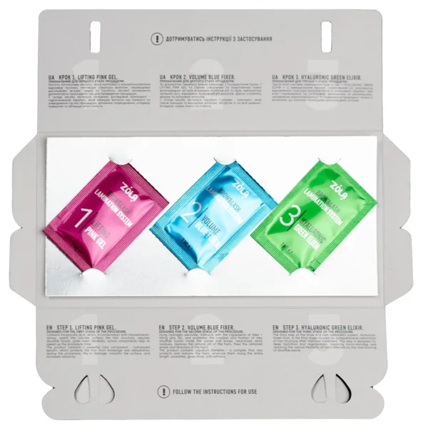 ZOLA Color Lab Lamination Kit, in sachet, 3 x 1 ml - Image 2