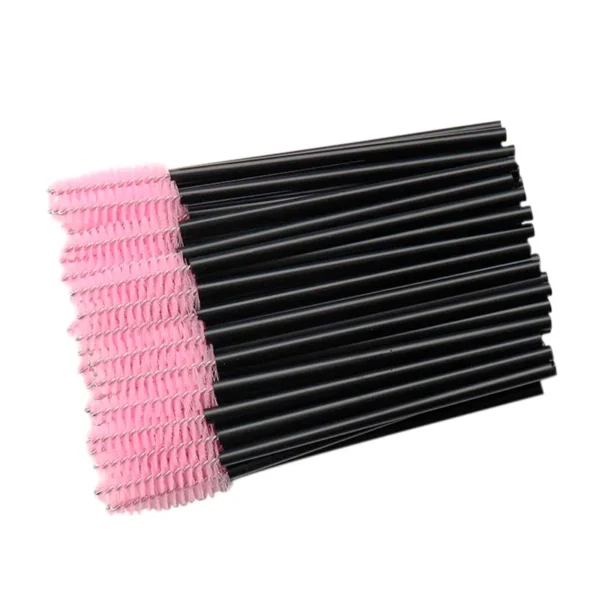 Brushes for eyebrows and eyelashes disposable pink, 50 pcs