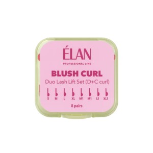 ÉLAN Lash Lift Silicone Pads Set “Blush Curl” with D & C curls.