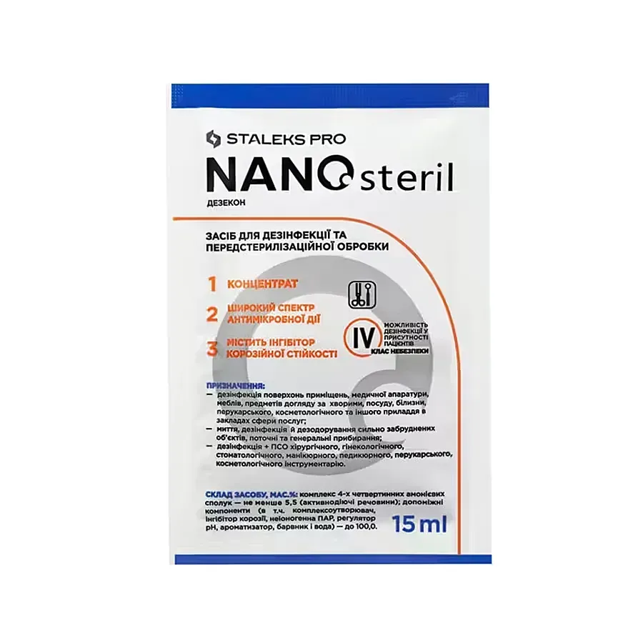STALEKS Nano Steril Universal Disinfectant 15 ml Sachet