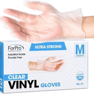 ForPro Clear Vinyl Disposable Gloves –  100 Count