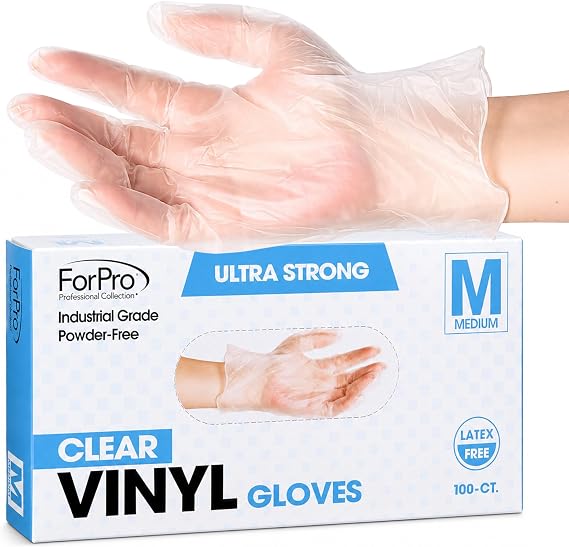 ForPro Clear Vinyl Disposable Gloves – 100 Count