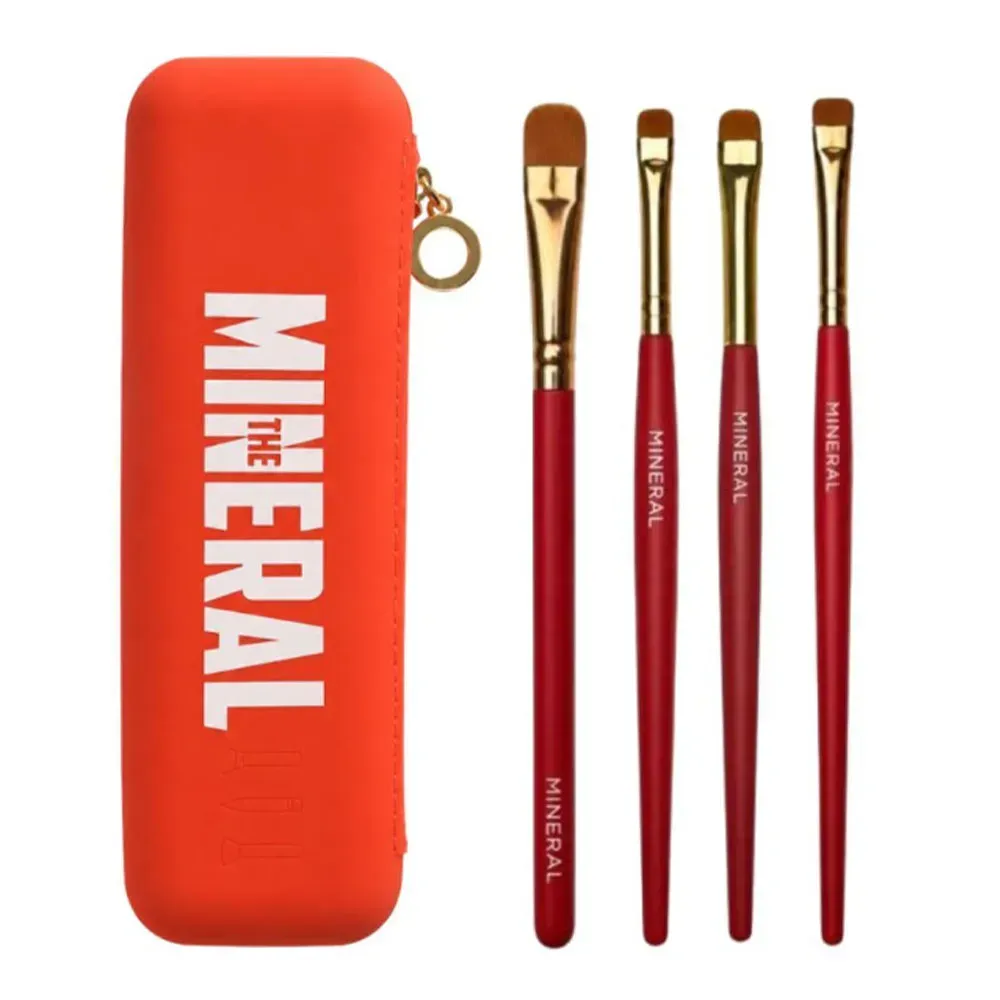 THE MINERAL 14 Makeup Brush Set with Case – 4 Pieces
